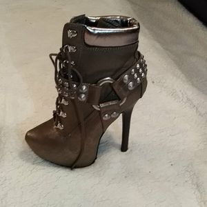 Pewter stilleto booties